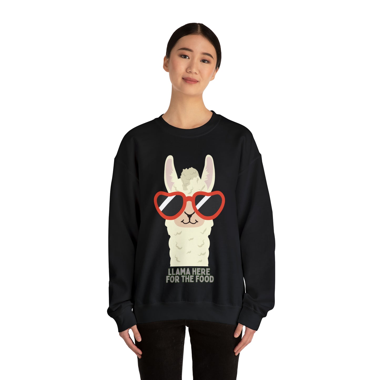 Llama Here for the Food Unisex Heavy Blend™ Crewneck Sweatshirt