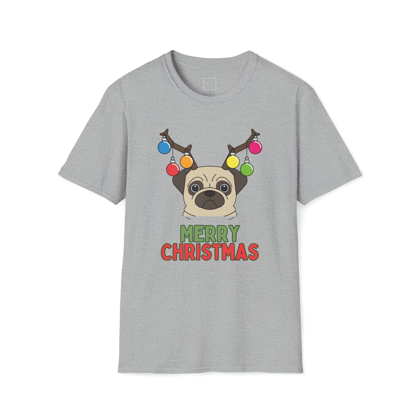 Pug Merry Christmas Unisex Softstyle T-Shirt