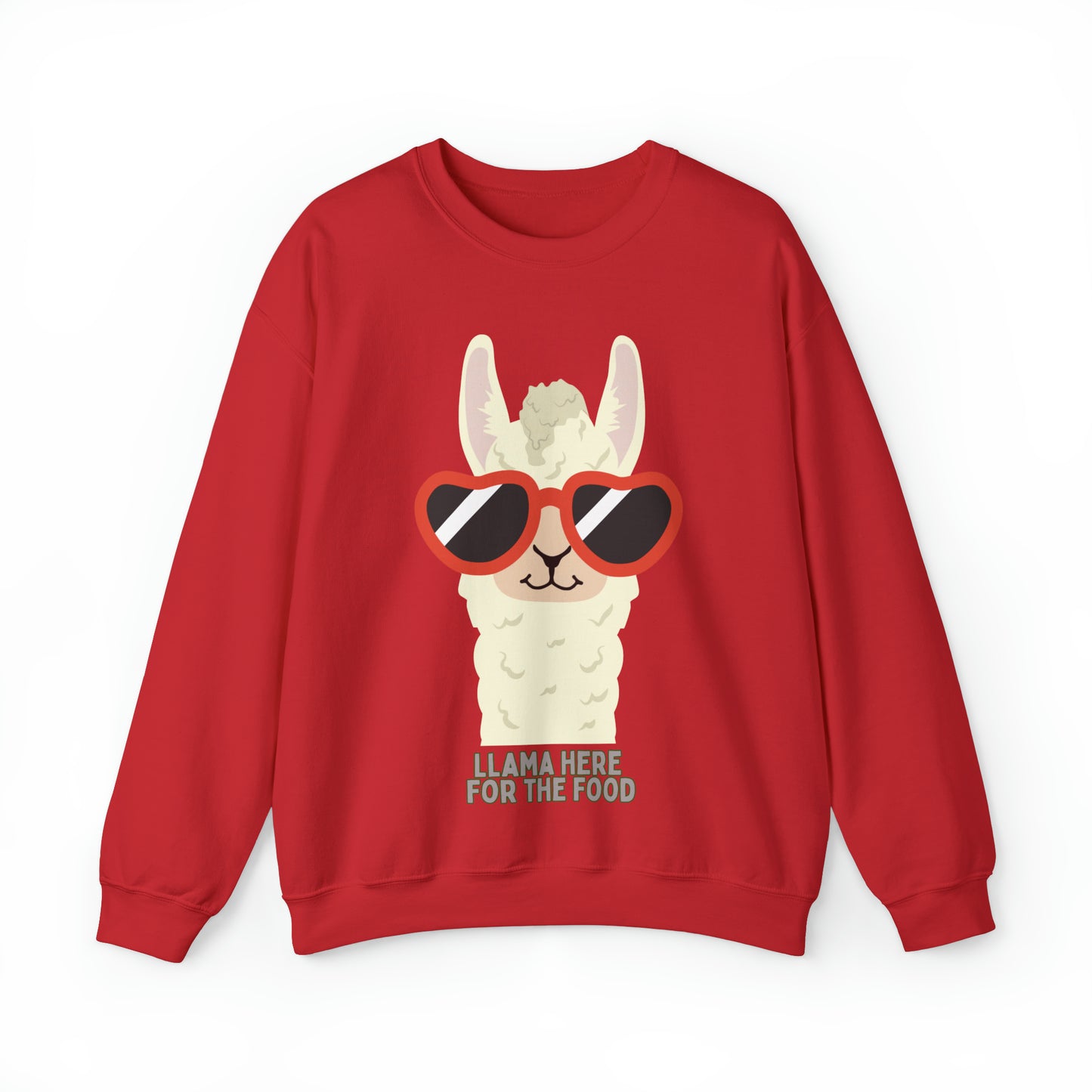 Llama Here for the Food Unisex Heavy Blend™ Crewneck Sweatshirt