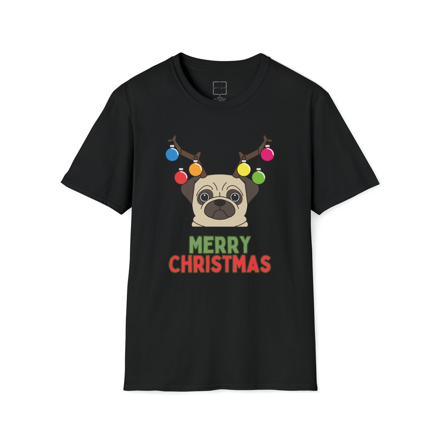 Pug Merry Christmas Unisex Softstyle T-Shirt