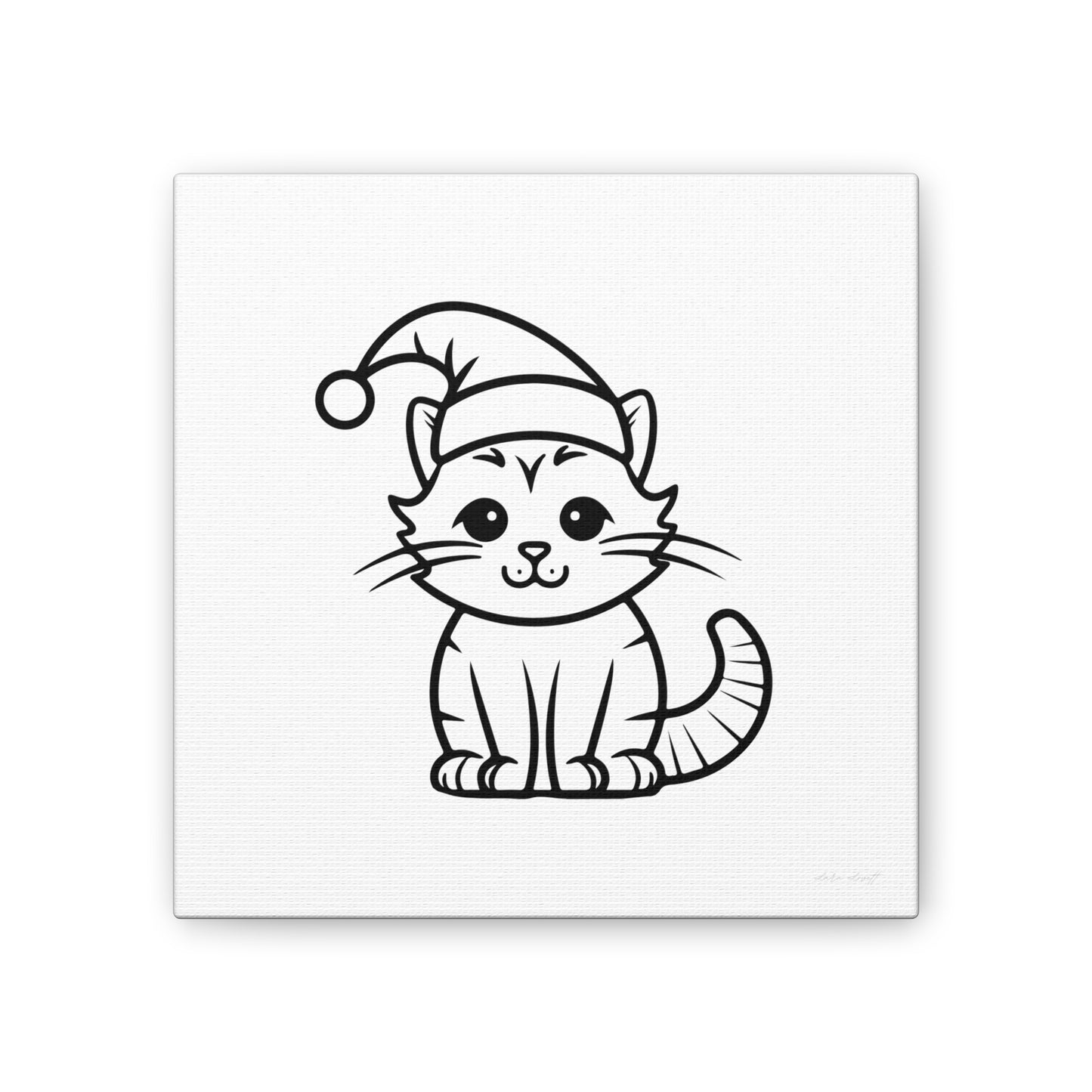 Cat in Santa Hat for Painting Crafting Canvas Stretched, 0.75"