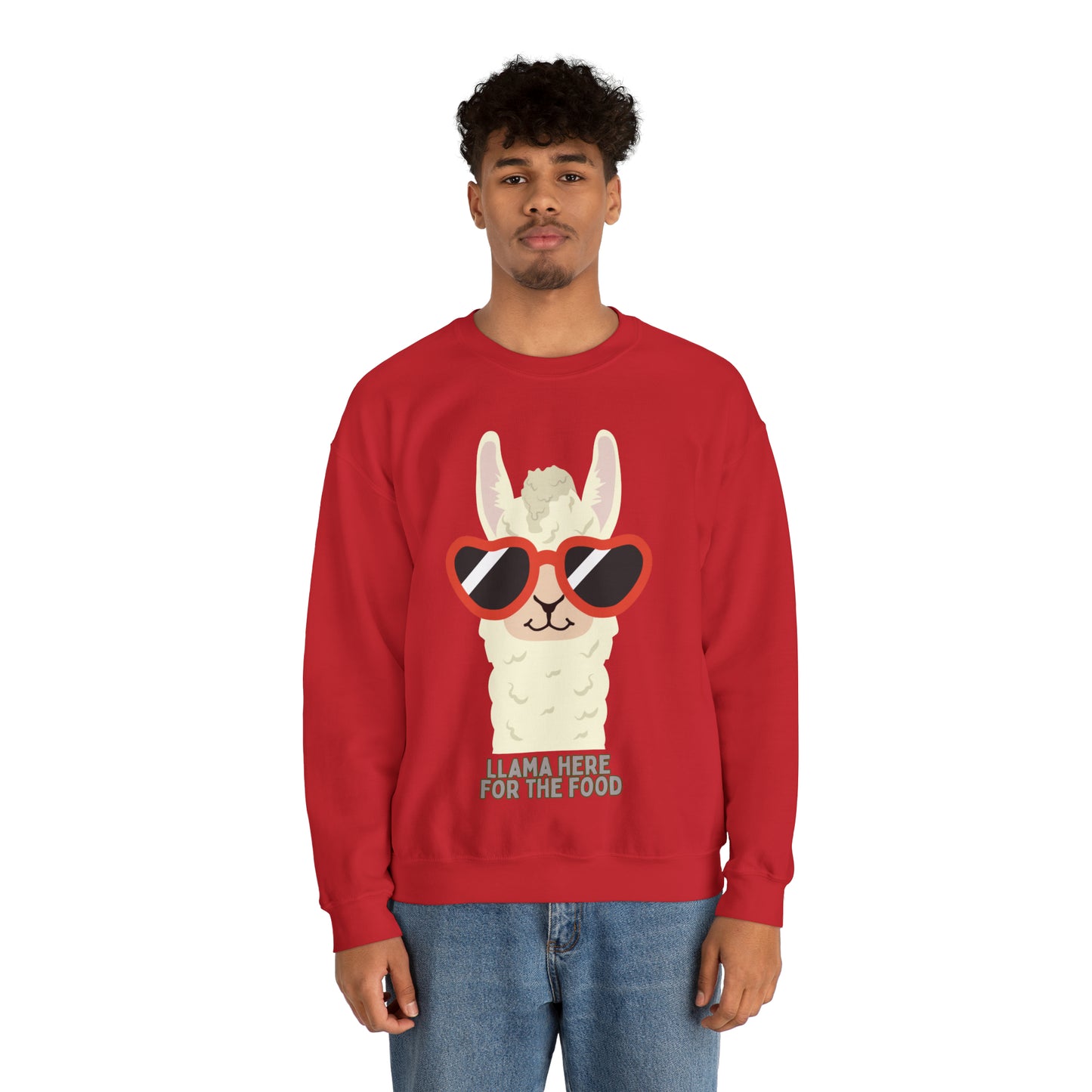 Llama Here for the Food Unisex Heavy Blend™ Crewneck Sweatshirt