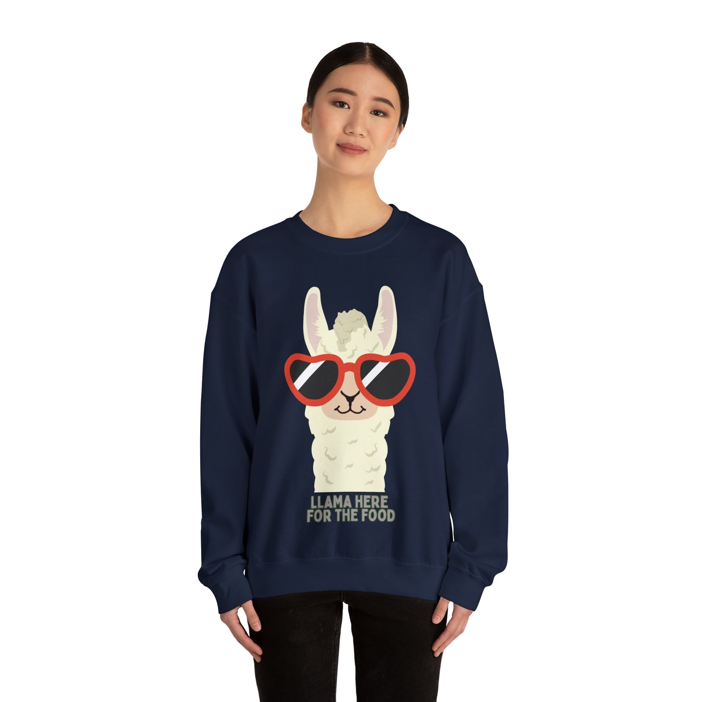 Llama Here for the Food Unisex Heavy Blend™ Crewneck Sweatshirt