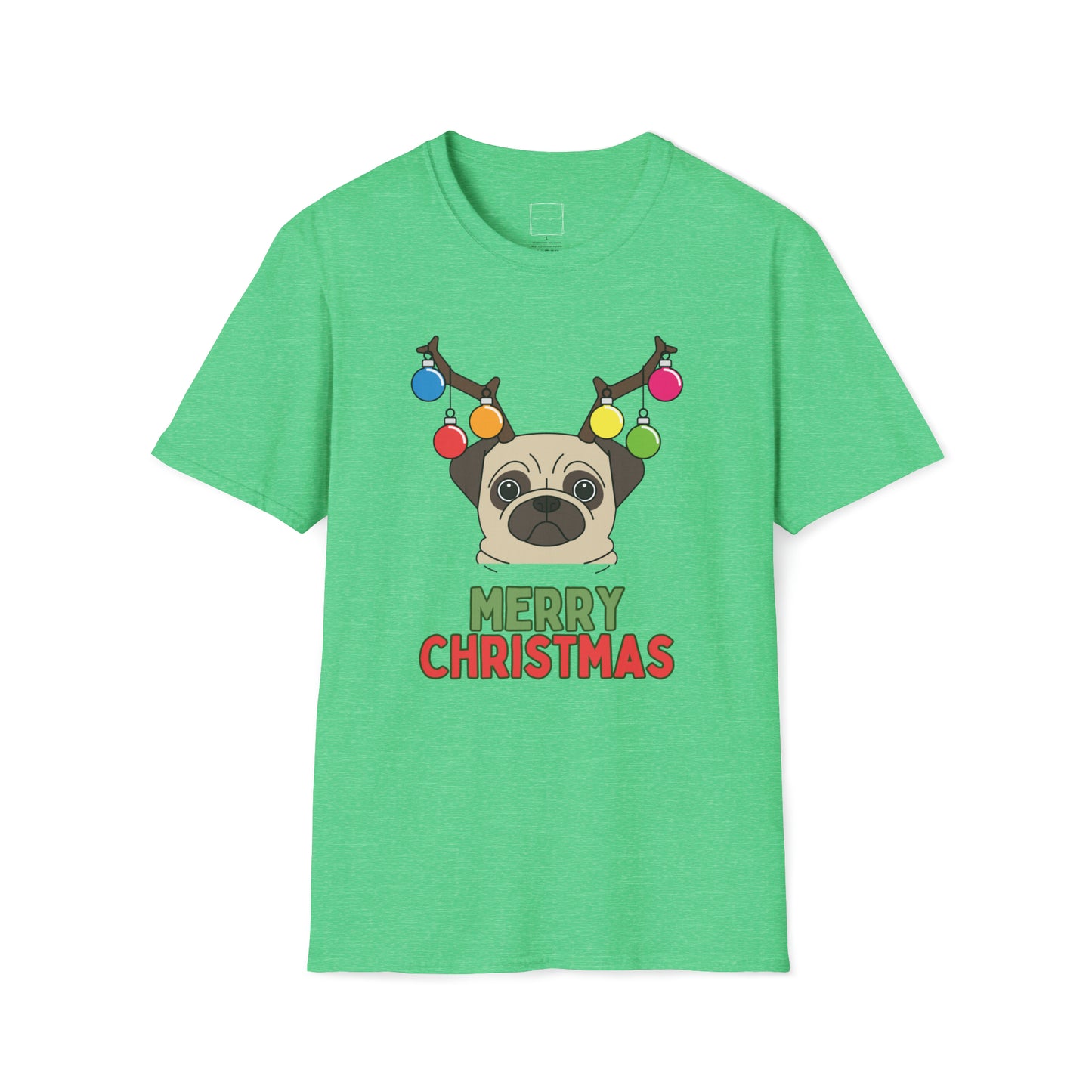 Pug Merry Christmas Unisex Softstyle T-Shirt