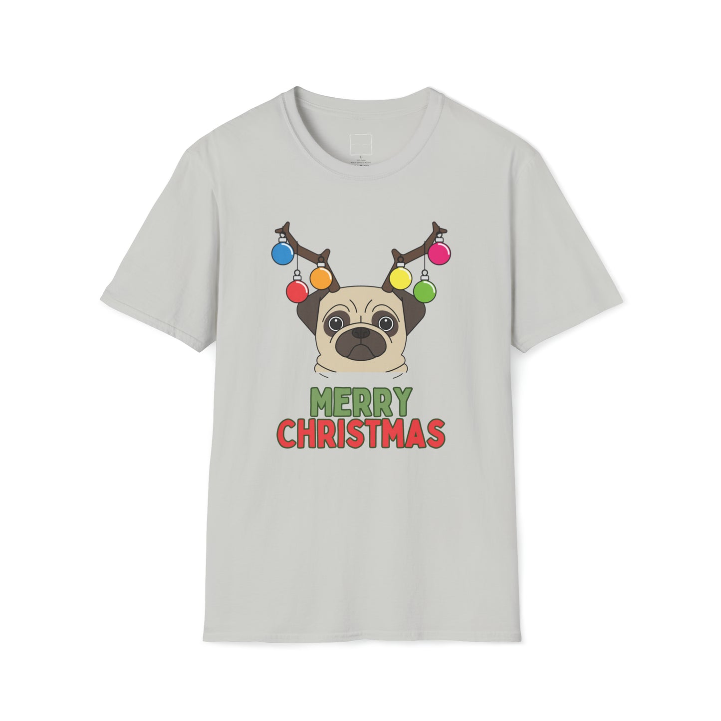 Pug Merry Christmas Unisex Softstyle T-Shirt