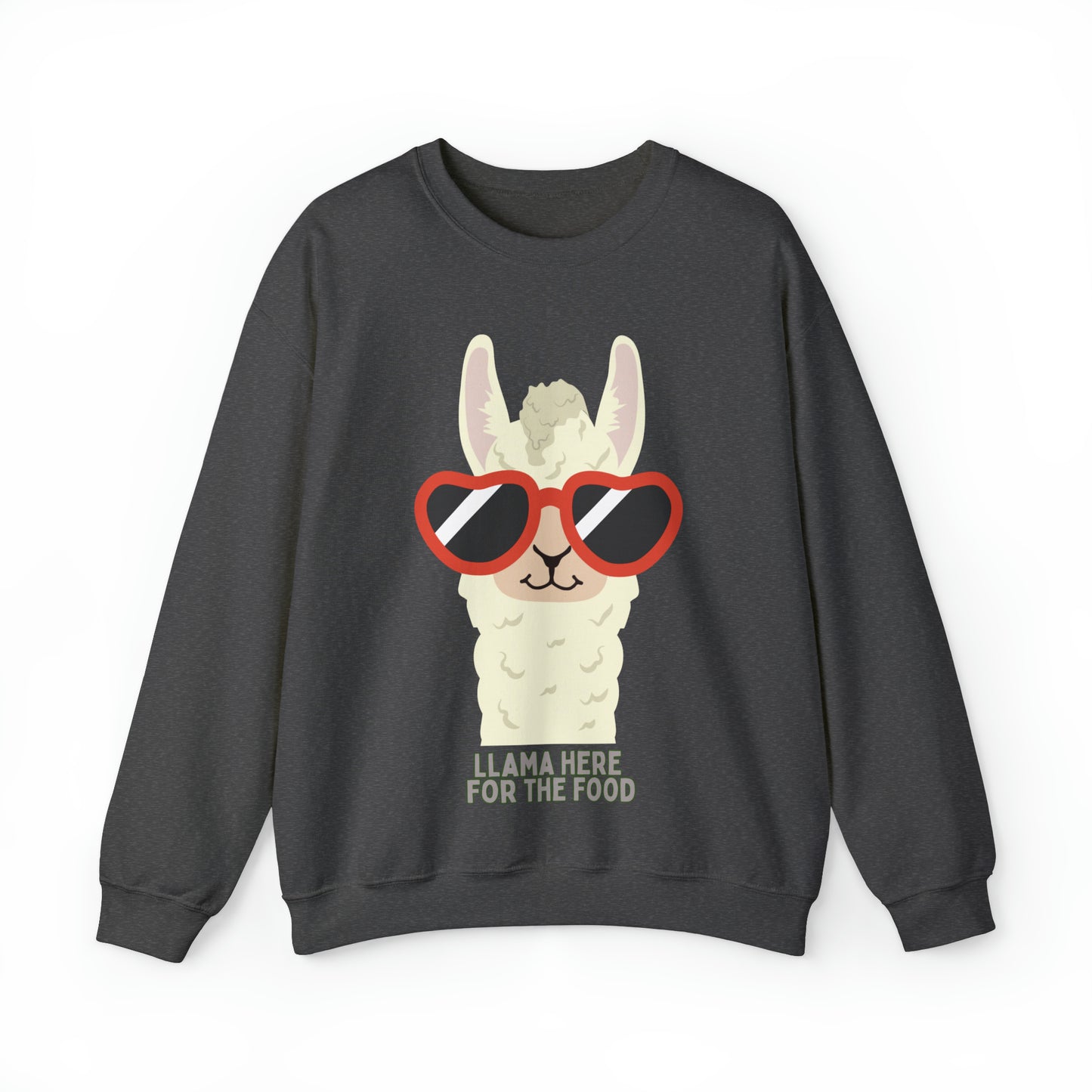 Llama Here for the Food Unisex Heavy Blend™ Crewneck Sweatshirt