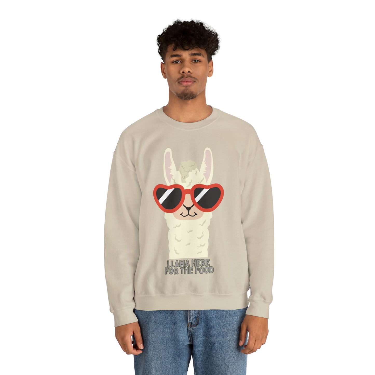 Llama Here for the Food Unisex Heavy Blend™ Crewneck Sweatshirt