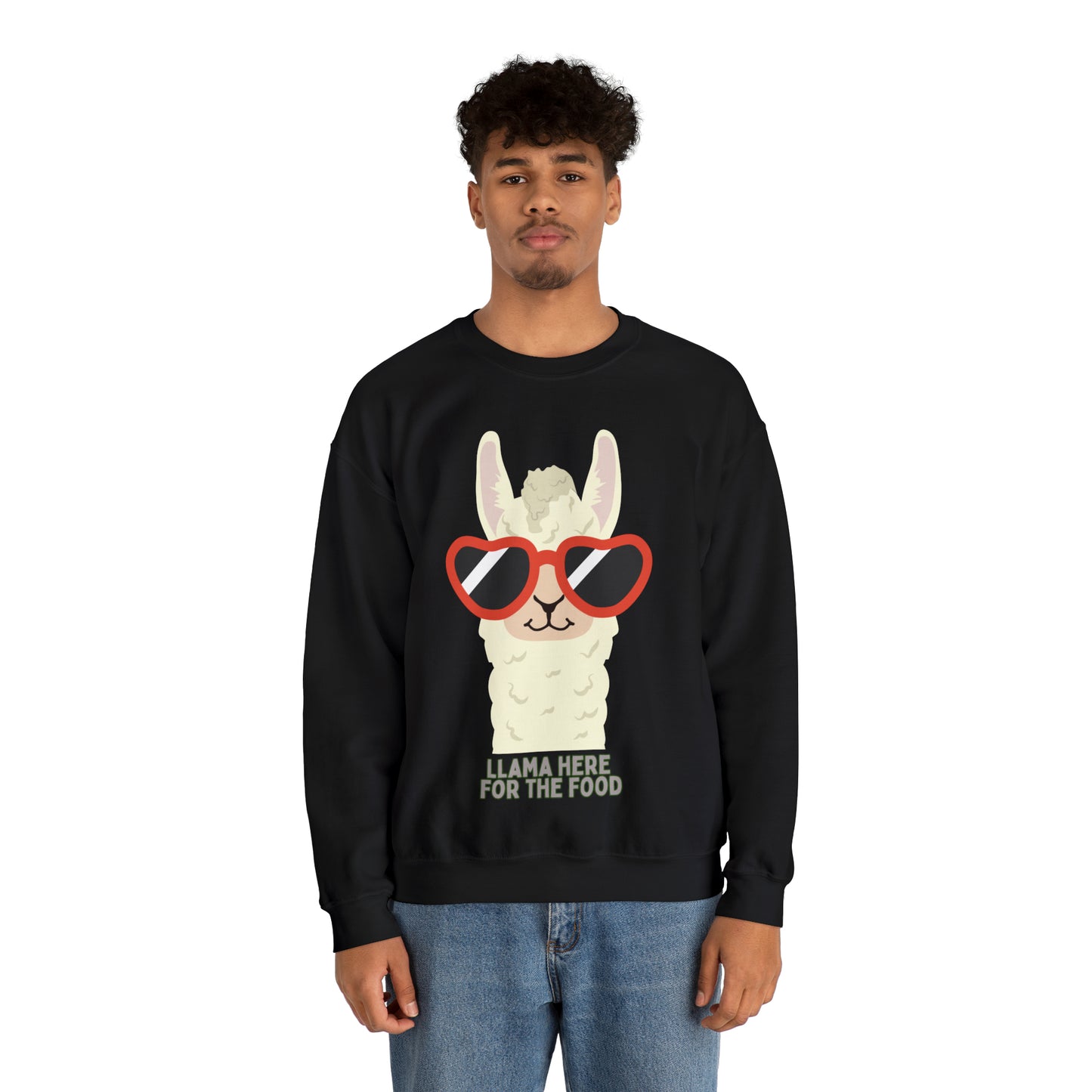 Llama Here for the Food Unisex Heavy Blend™ Crewneck Sweatshirt