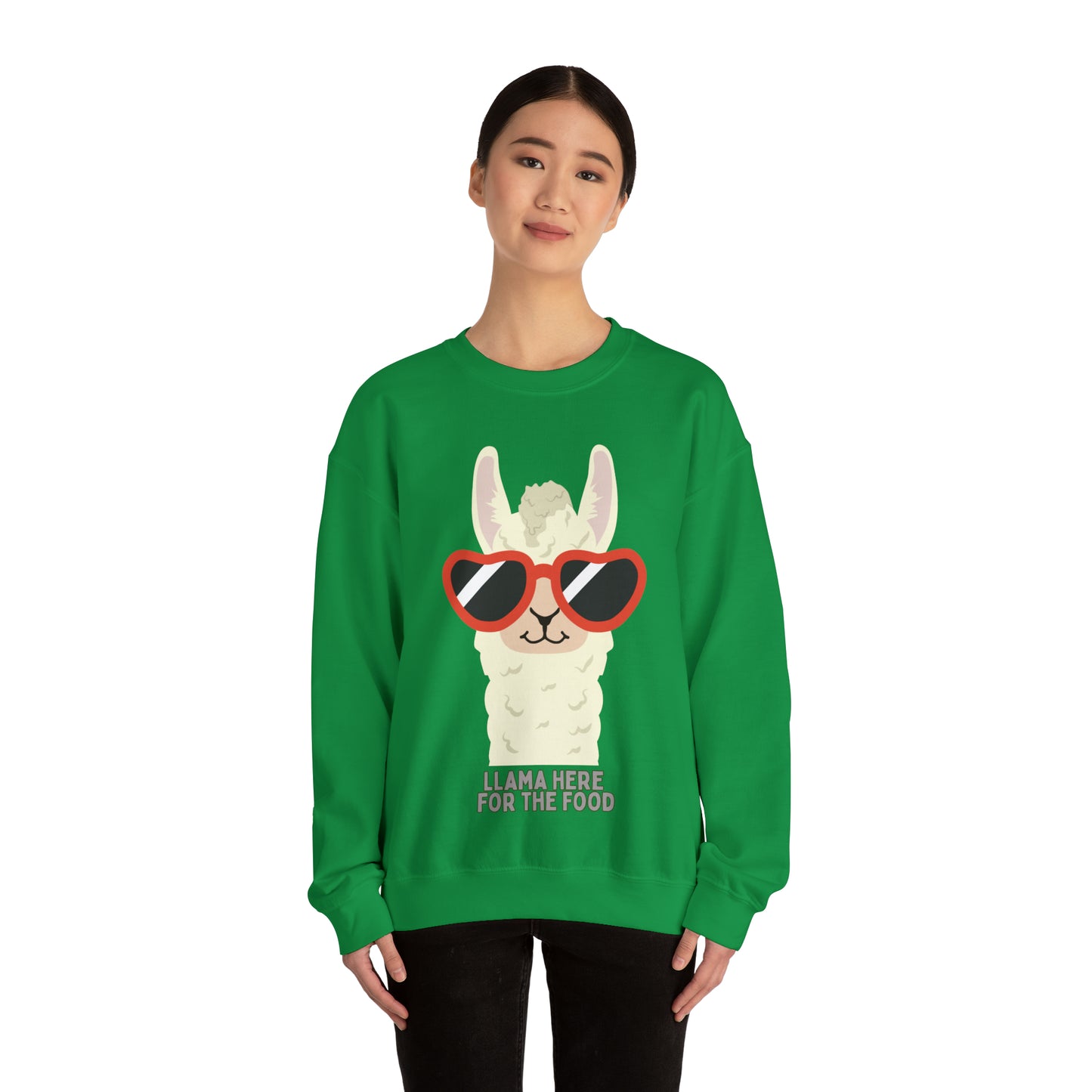 Llama Here for the Food Unisex Heavy Blend™ Crewneck Sweatshirt