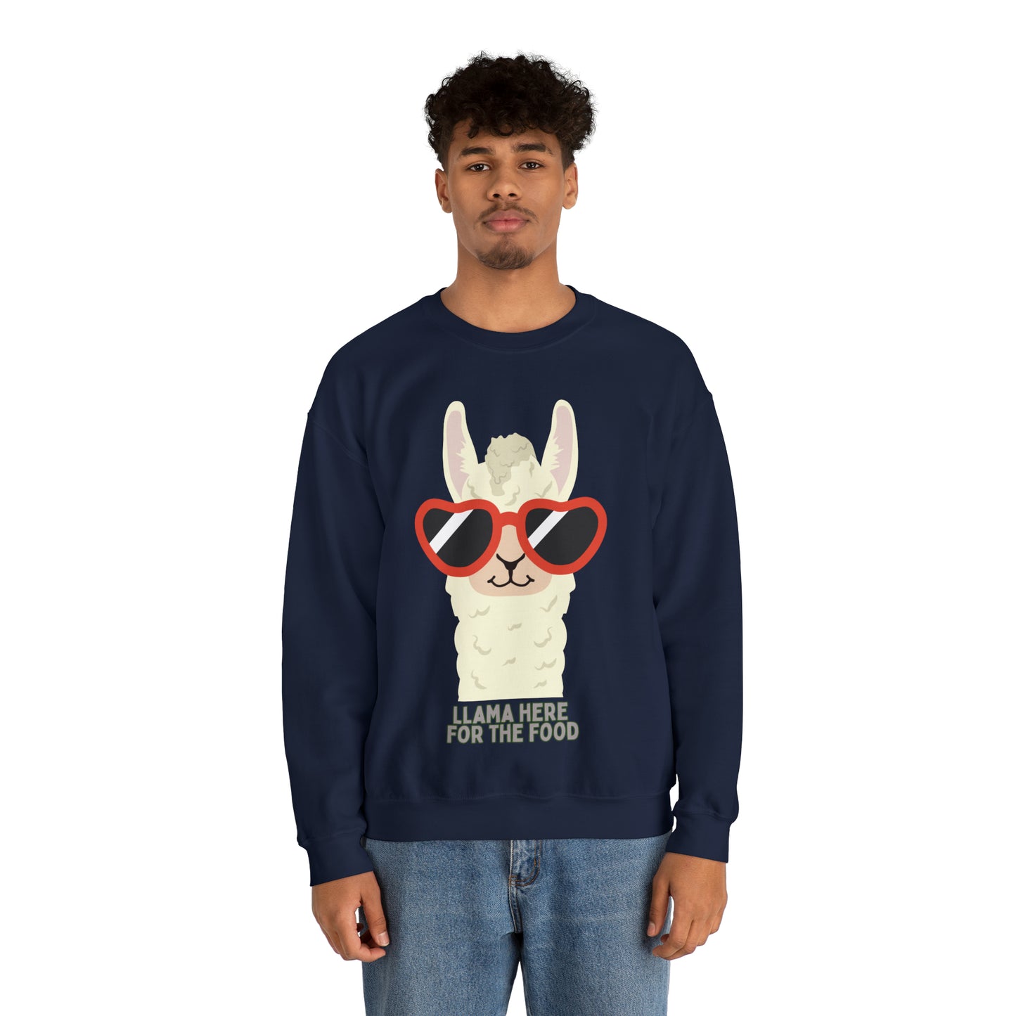 Llama Here for the Food Unisex Heavy Blend™ Crewneck Sweatshirt