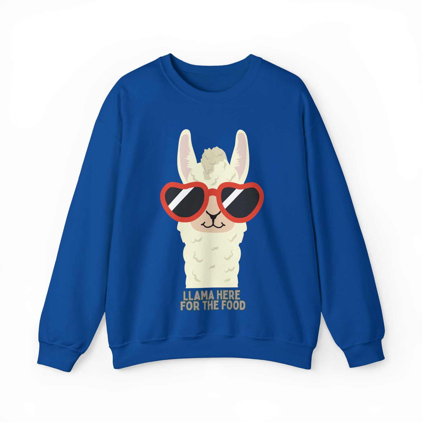 Llama Here for the Food Unisex Heavy Blend™ Crewneck Sweatshirt