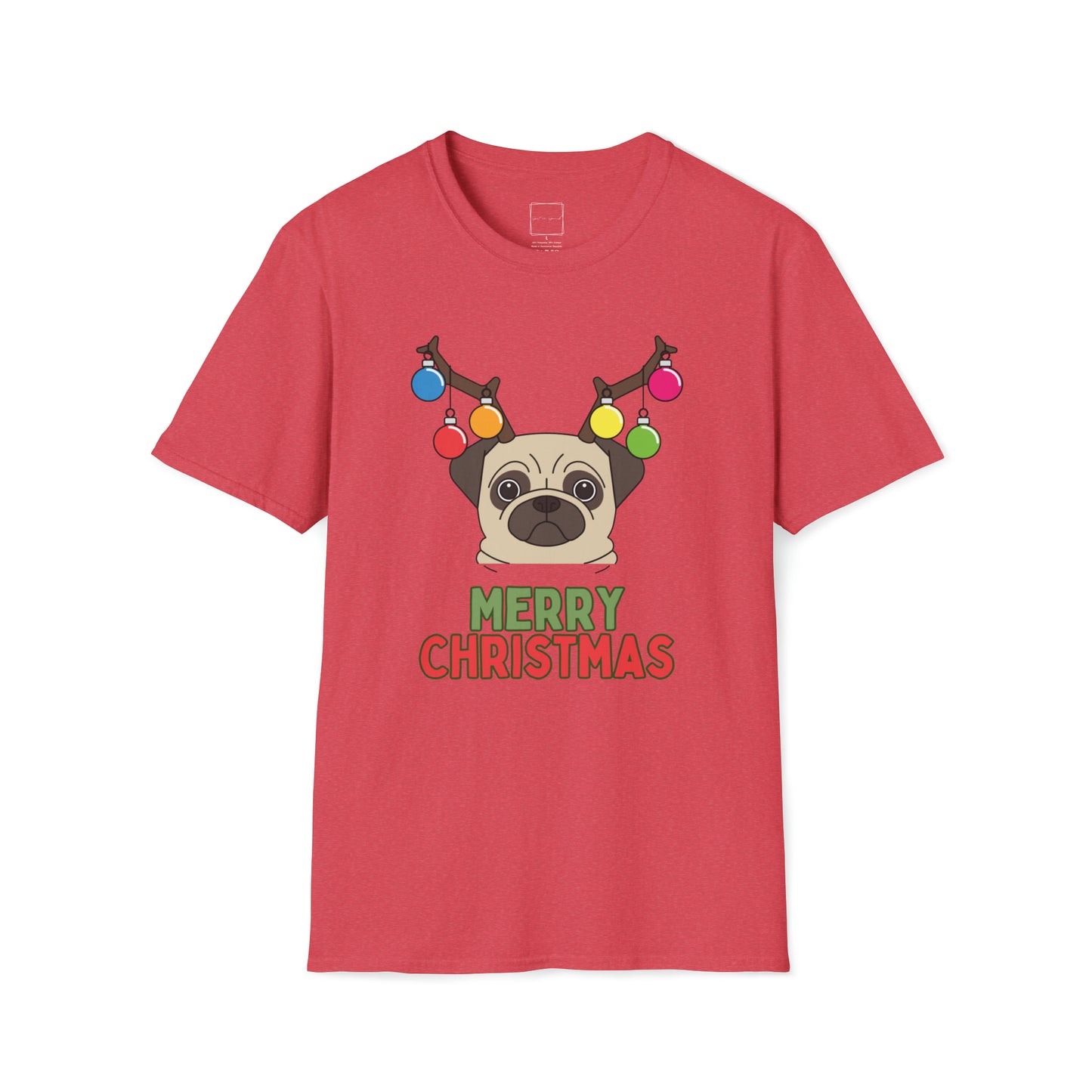 Pug Merry Christmas Unisex Softstyle T-Shirt