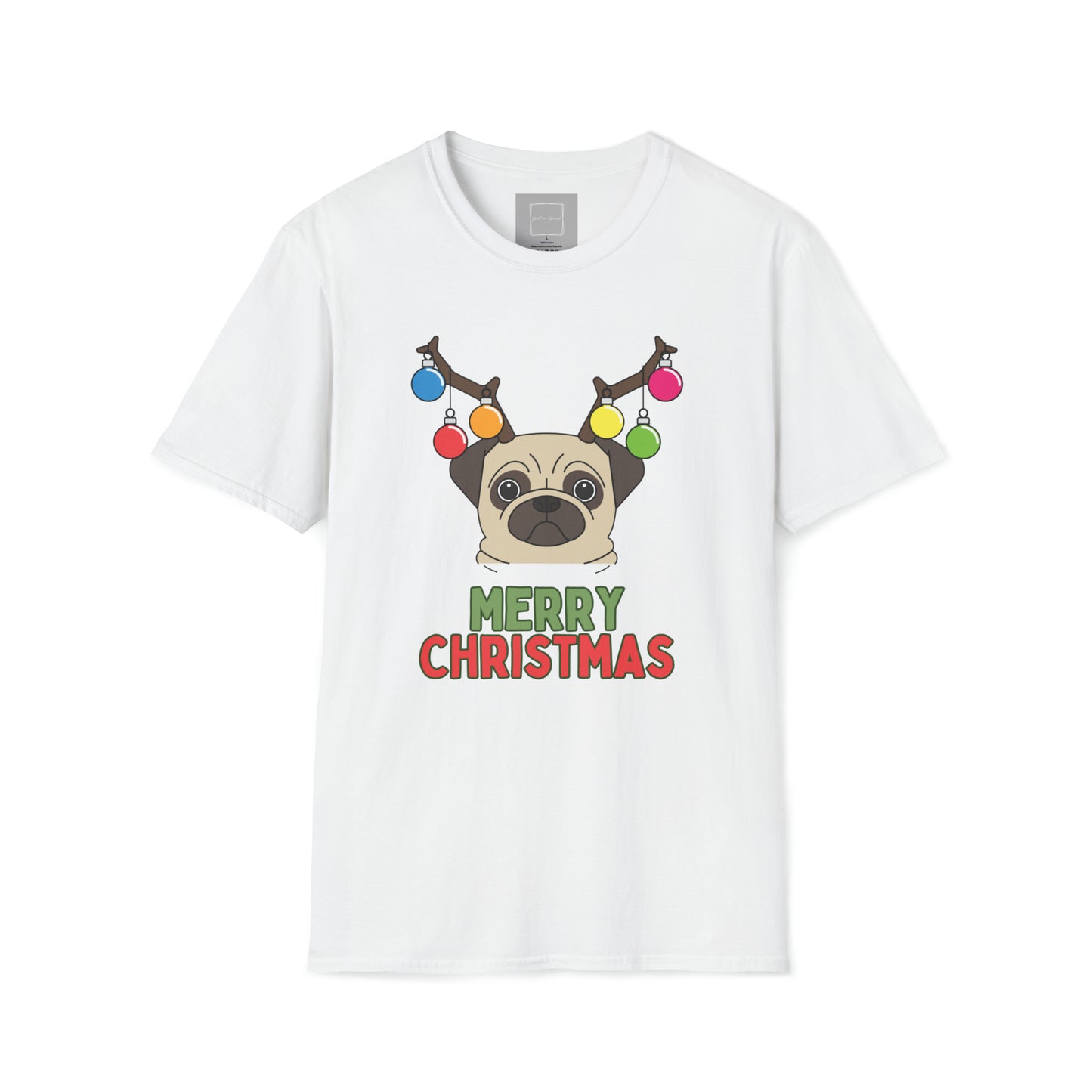 Pug Merry Christmas Unisex Softstyle T-Shirt