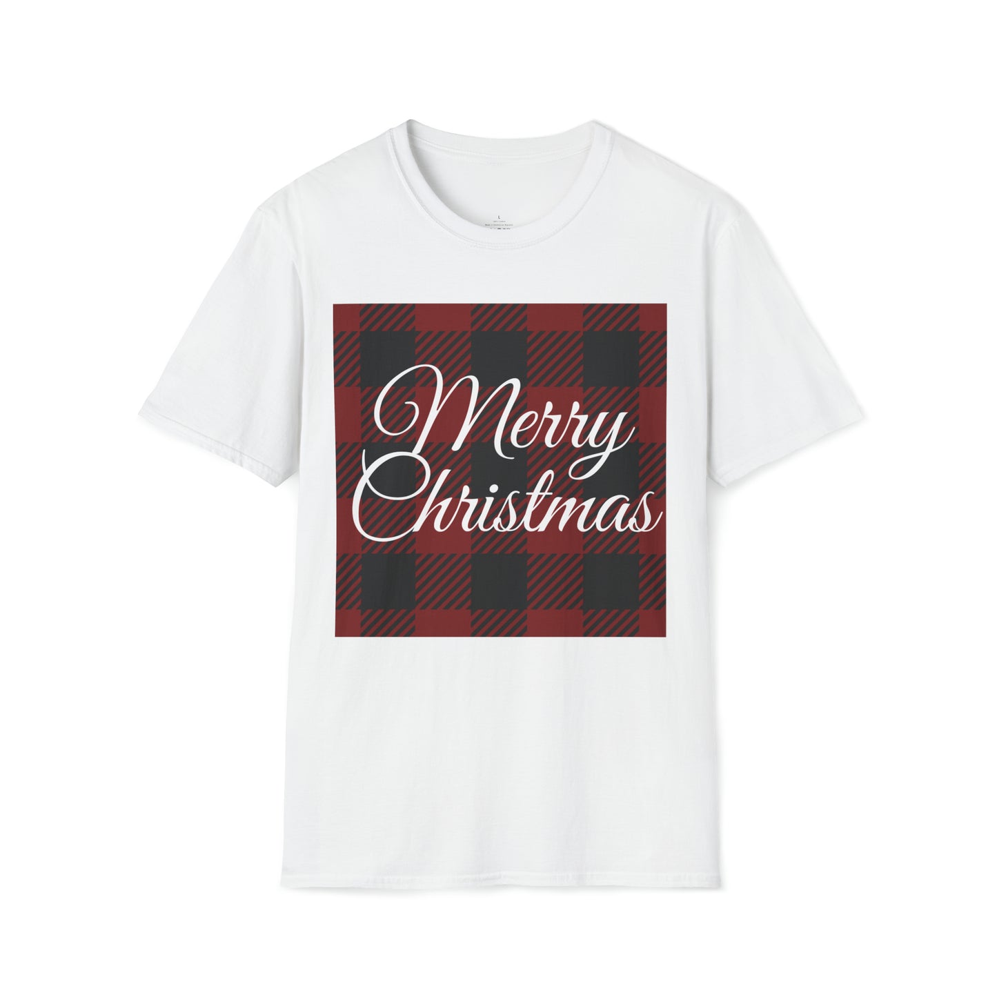 Merry Christmas Buffalo Check Unisex Softstyle T-Shirt