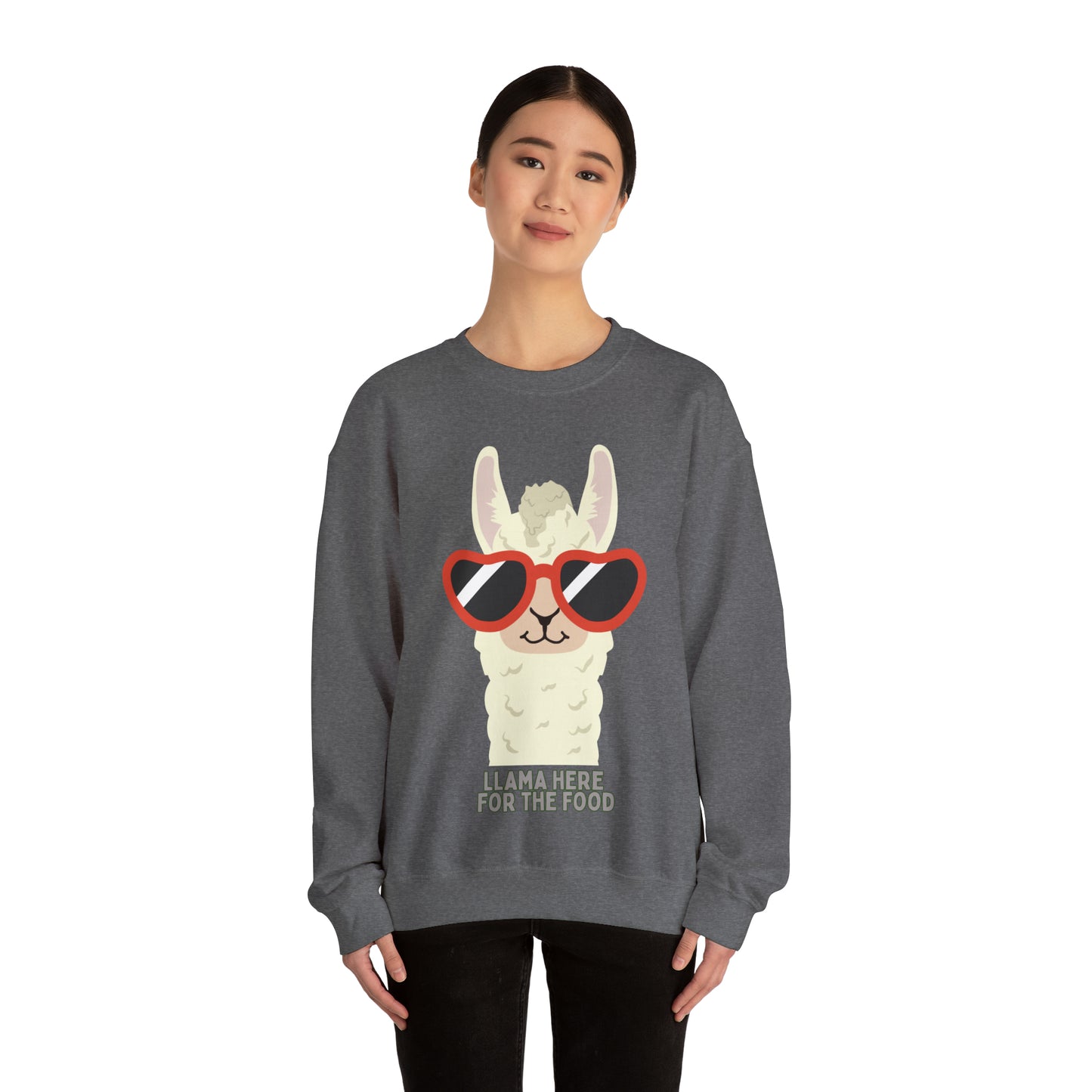 Llama Here for the Food Unisex Heavy Blend™ Crewneck Sweatshirt