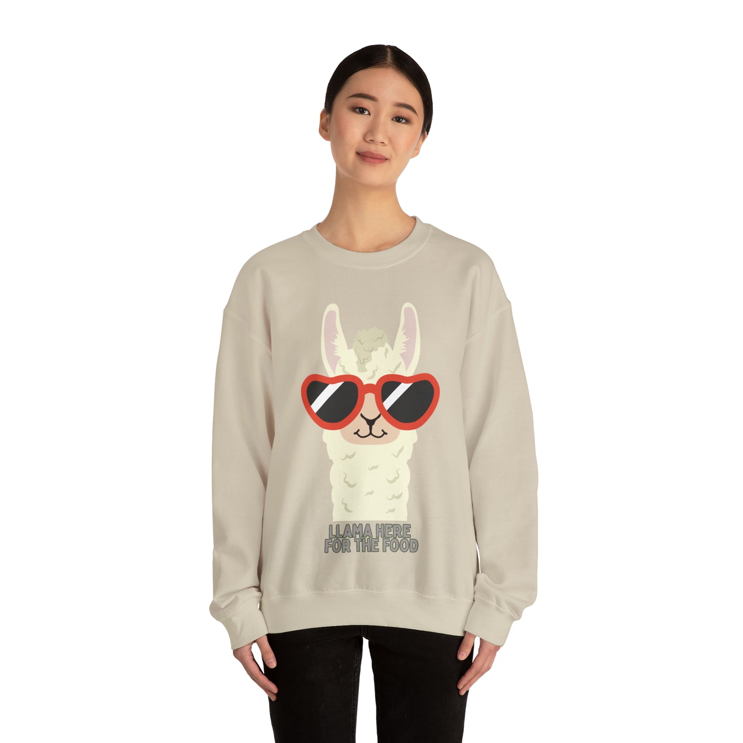 Llama Here for the Food Unisex Heavy Blend™ Crewneck Sweatshirt